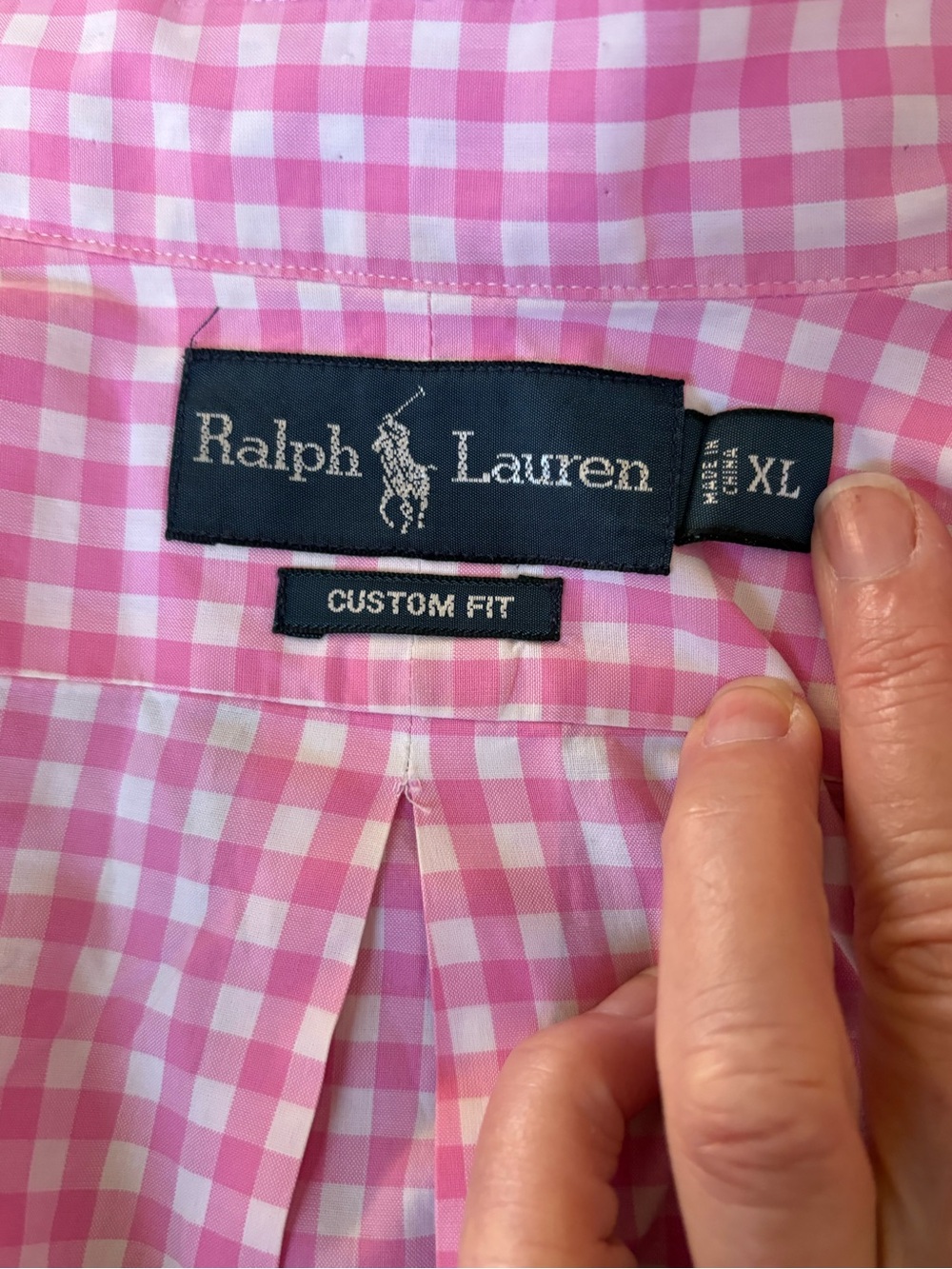 Reworked Ralph Lauren Pink and White Gingham Ruffle-Collar Button-Down - Picture 5 of 7